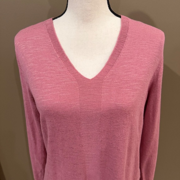 J. Jill Women's Dusty Rose Pink V-neck Long Sleeve Sweater, Size Large - Picture 2 of 11